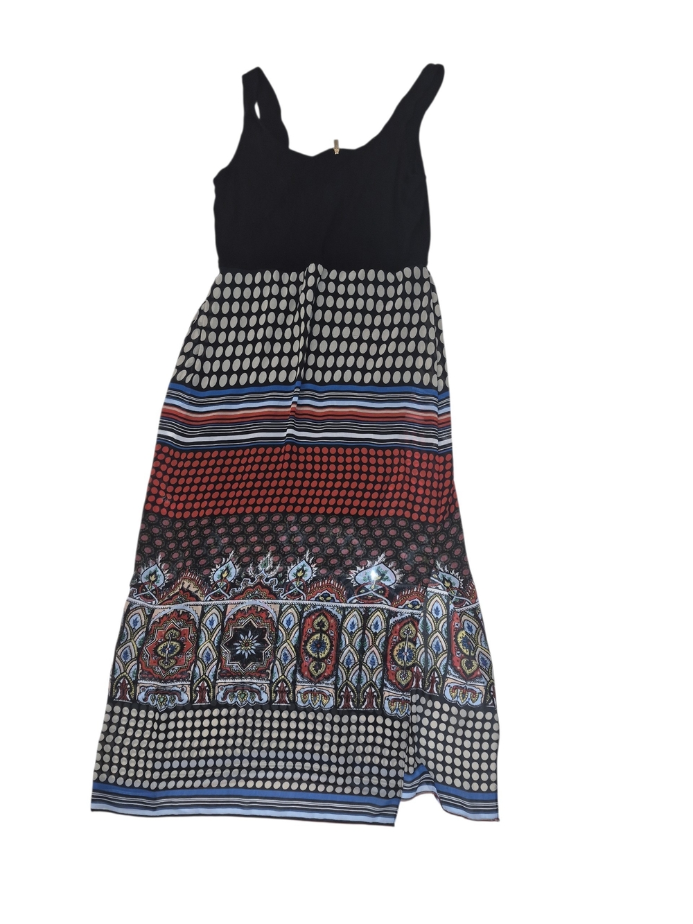 Vince Camuto Black Bohemian Style Multicolor Patterned Maxi Dress